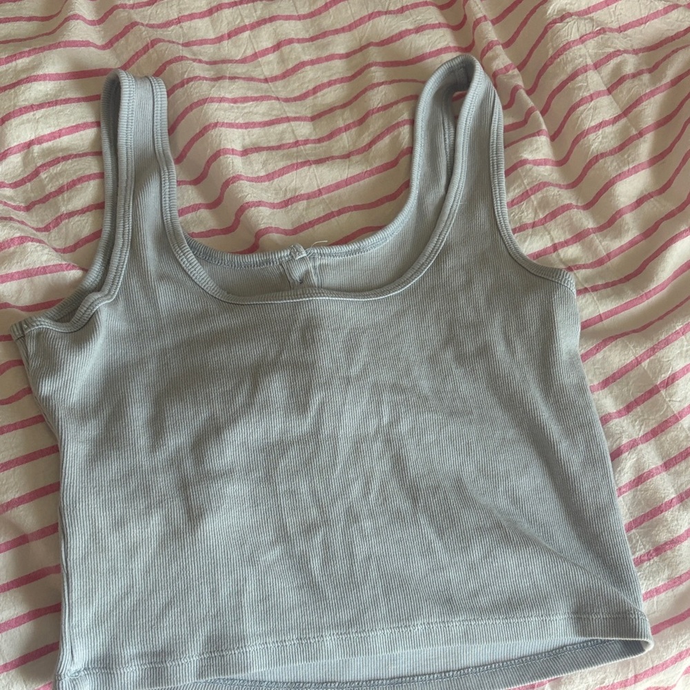 Light Blue Ribbed Tank Top - Picture 3 of 3